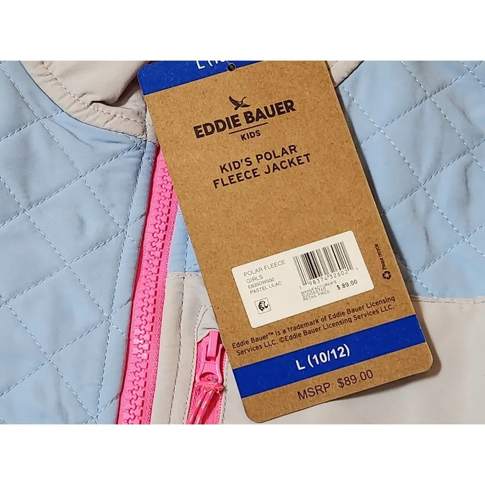 Eddie Bauer Kids Polar Fleece Jacket – Large (10/12) – Pastel Lilac – NWT